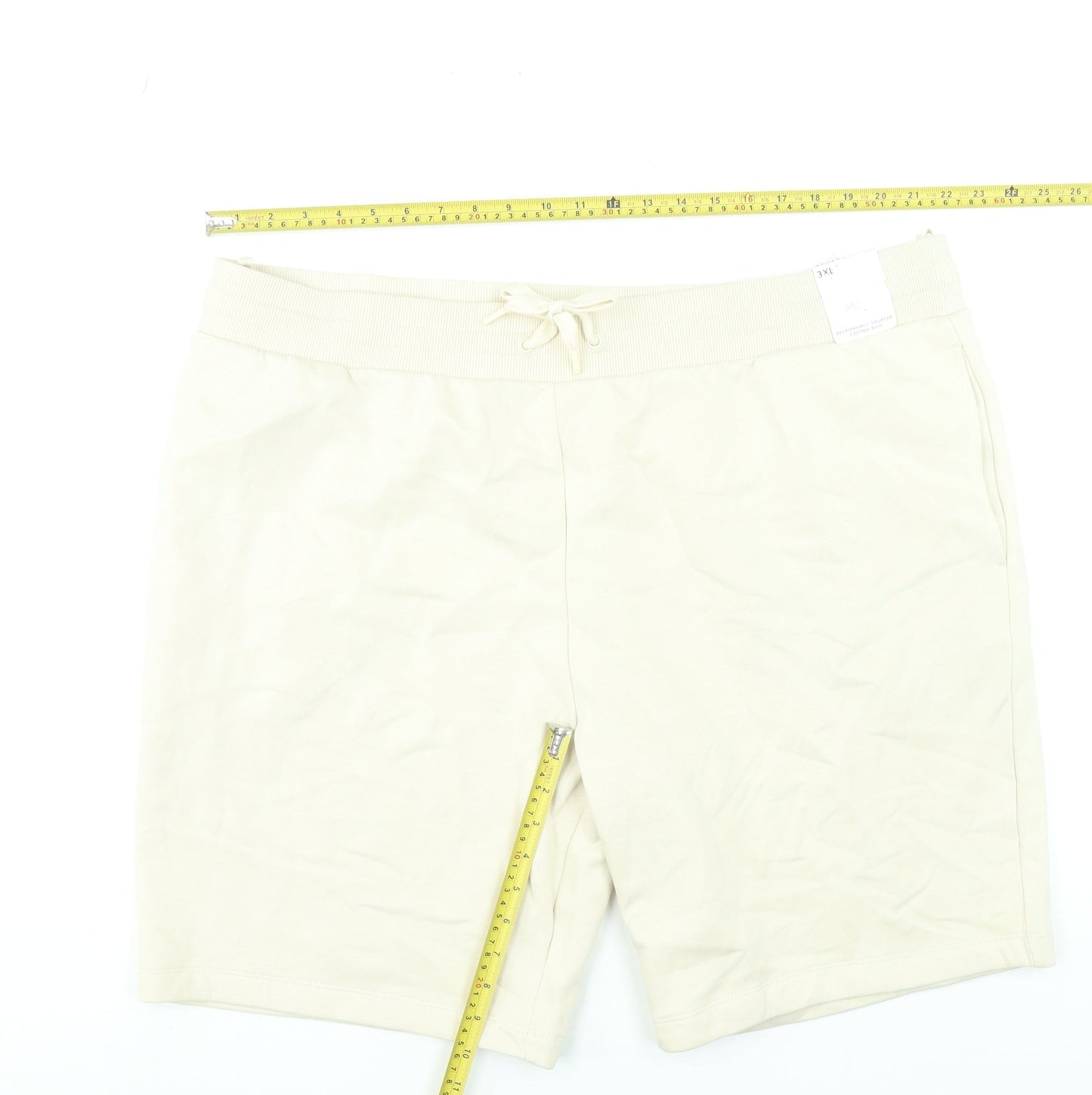Marks and Spencer Men’s Beige 3XL Sweat Shorts with Drawstring Waist