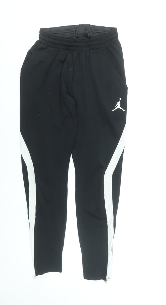 Nike Jordan Mens Black Jogger Trousers Size S Elastic Waist Zip Hem