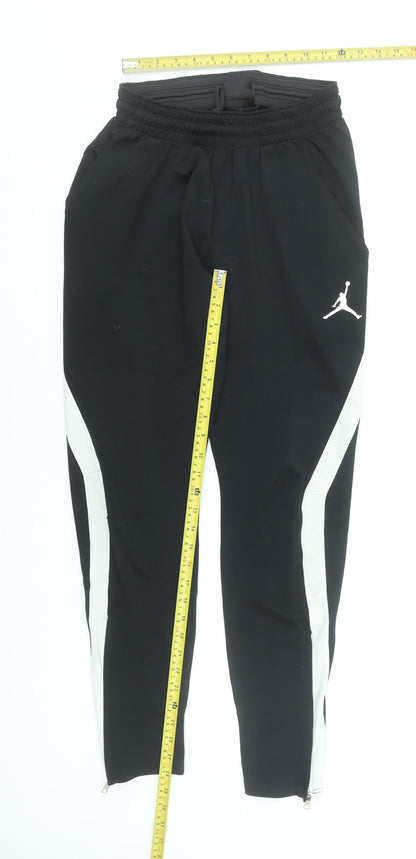 Nike Jordan Mens Black Jogger Trousers Size S Elastic Waist Zip Hem