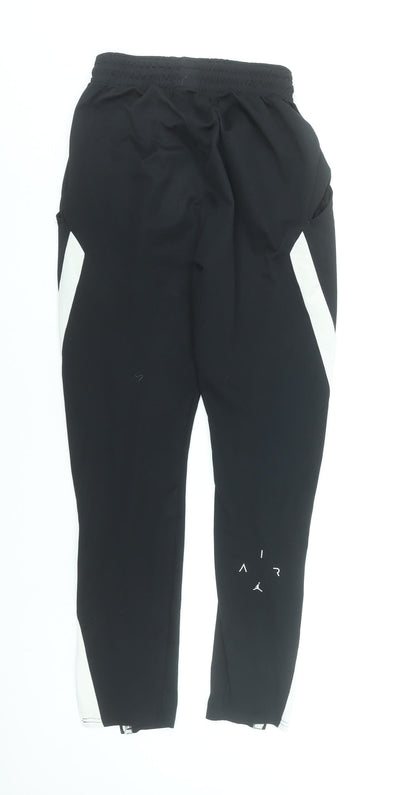 Nike Jordan Mens Black Jogger Trousers Size S Elastic Waist Zip Hem