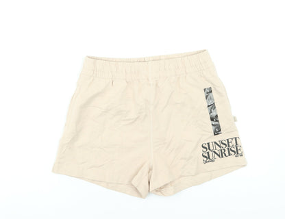 Marks and Spencer Women’s Beige Cotton Shorts Size S Casual Lightweight