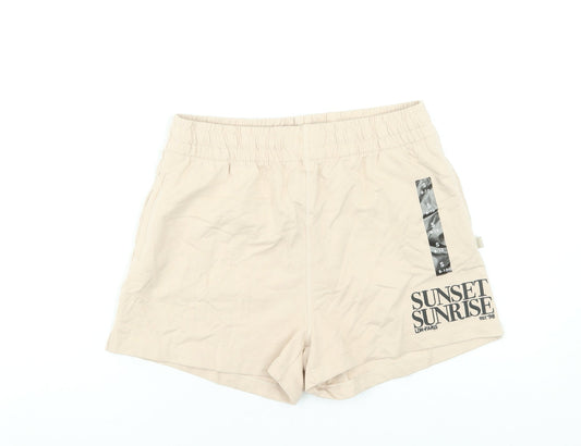 Marks and Spencer Women’s Beige Cotton Shorts Size S Casual Lightweight