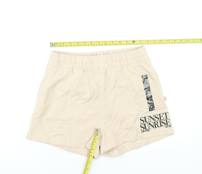 Marks and Spencer Women’s Beige Cotton Shorts Size S Casual Lightweight
