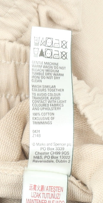 Marks and Spencer Women’s Beige Cotton Shorts Size S Casual Lightweight