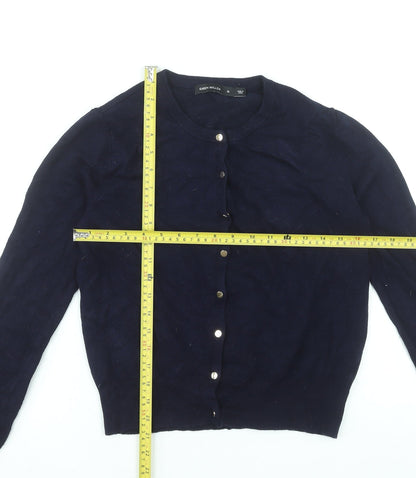 Karen Millen Women's Blue Button-Up Crew Neck Cardigan Size M