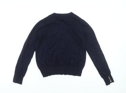 Karen Millen Women's Blue Button-Up Crew Neck Cardigan Size M