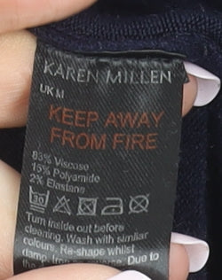 Karen Millen Women's Blue Button-Up Crew Neck Cardigan Size M