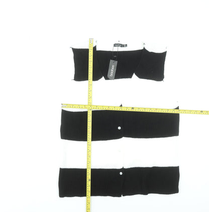 Boohoo Women’s Black & White Striped Knit Sleeveless Cardigan UK 16