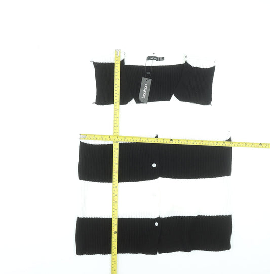 Boohoo Women’s Black & White Striped Knit Sleeveless Cardigan UK 16