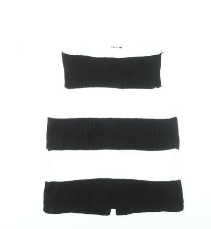 Boohoo Women’s Black & White Striped Knit Sleeveless Cardigan UK 16