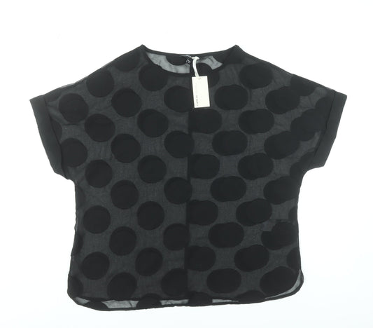 Capsule Women's Black Polka Dot Chiffon Tunic Blouse UK 16