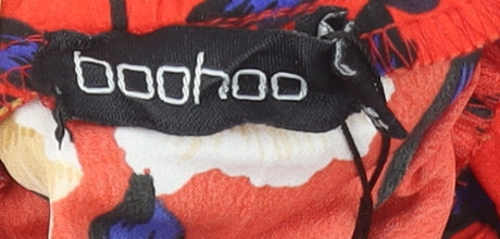 Boohoo Women’s Red Floral A-Line Short Skirt Size 8 Polyester