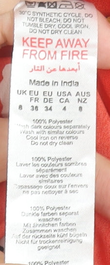 Boohoo Women’s Red Floral A-Line Short Skirt Size 8 Polyester