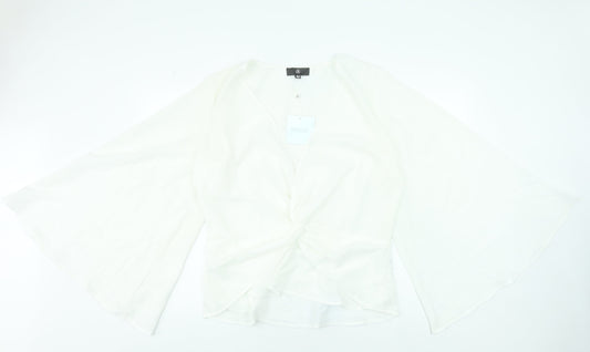 Missguided Womens White Wrap Blouse Kimono Sleeve Size 20