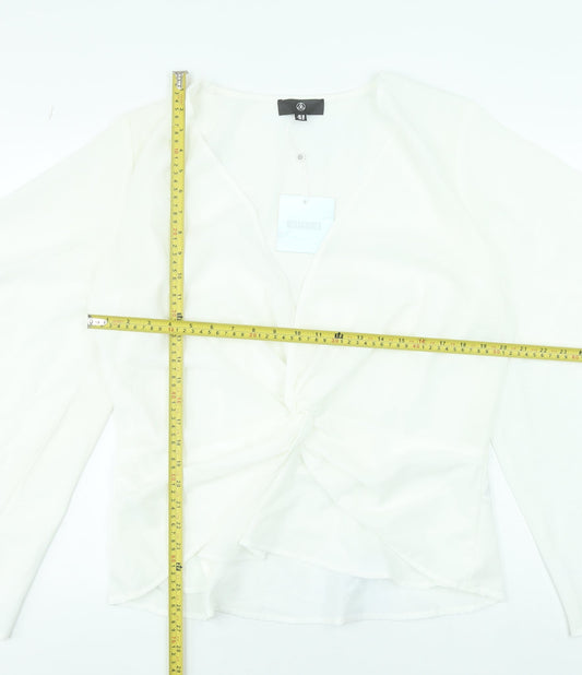 Missguided Womens White Wrap Blouse Kimono Sleeve Size 20