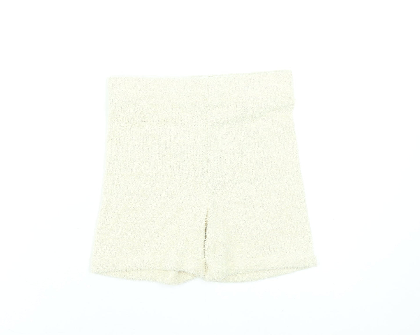 Bershka Women Beige High Rise Biker Shorts Size 8 Polyester Blend