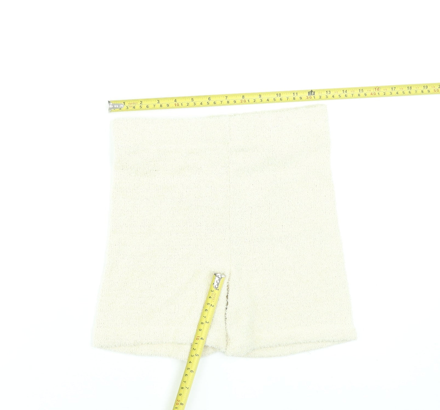 Bershka Women Beige High Rise Biker Shorts Size 8 Polyester Blend