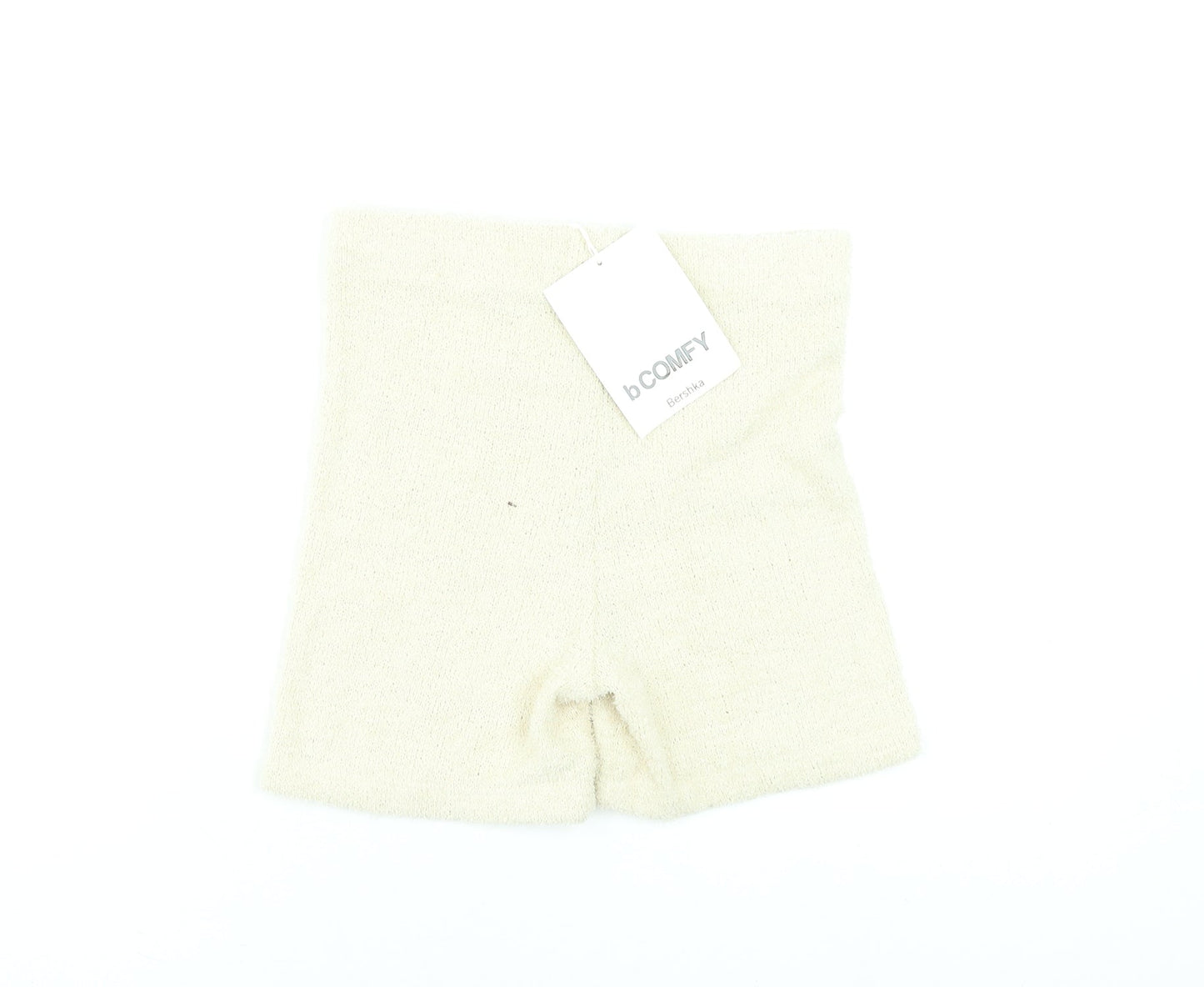 Bershka Women Beige High Rise Biker Shorts Size 8 Polyester Blend
