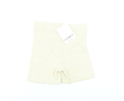 Bershka Women Beige High Rise Biker Shorts Size 8 Polyester Blend
