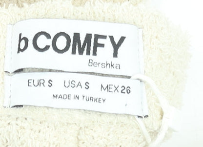 Bershka Women Beige High Rise Biker Shorts Size 8 Polyester Blend