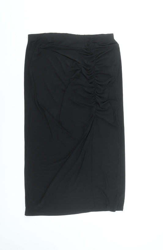 New Look Women's Black Size 14 Ruched Midi Pencil Skirt
