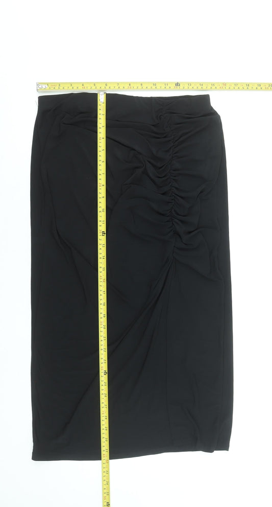 New Look Women's Black Size 14 Ruched Midi Pencil Skirt