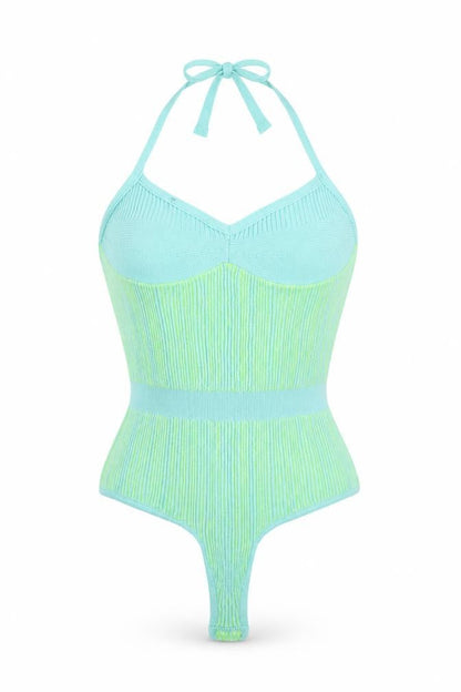 Womens UK Size L PRETTYLITTLETHING One-Piece Green Bodysuit