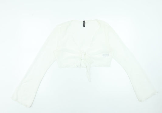 Womens UK Size 12 H&M White Cropped Blouse