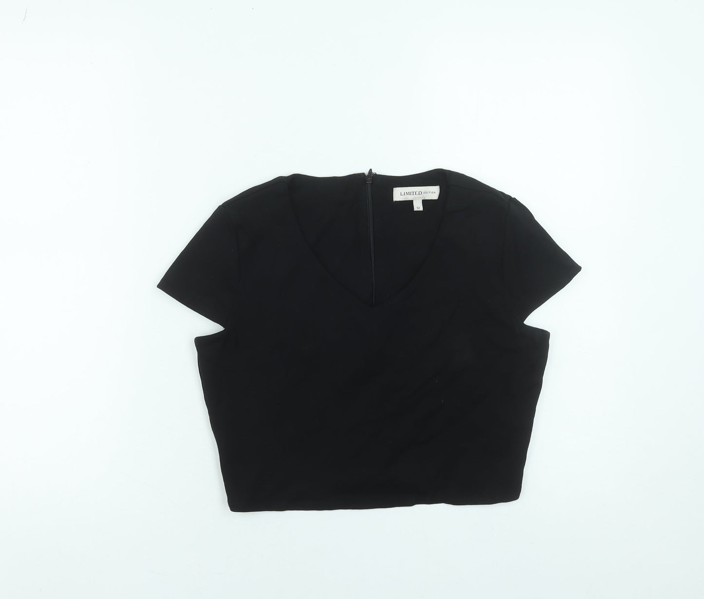 Womens UK Size 12 Marks and Spencer Black Cropped Blouse