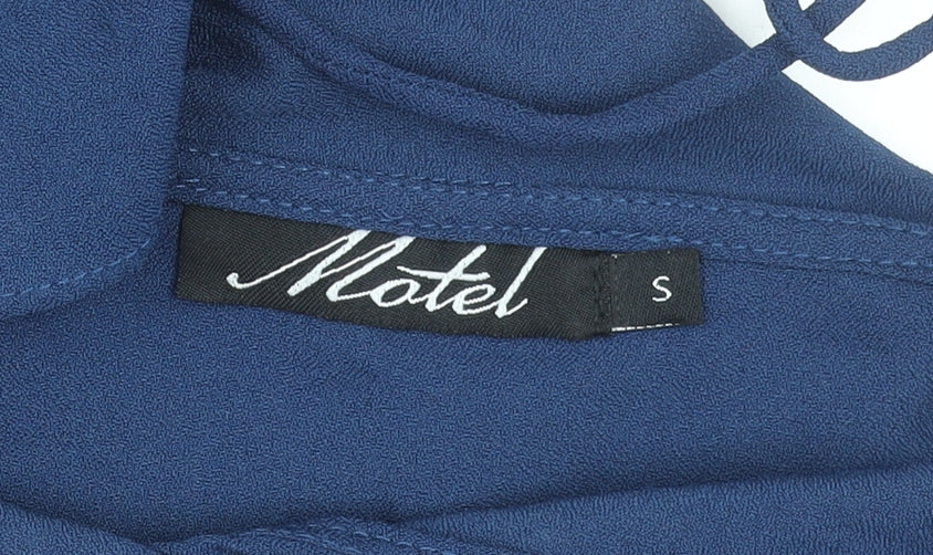 Motel Women’s Blue Short Ruffle V-Neck Bodycon Dress Size S