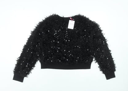 Womens UK Size L Savida Black Cropped Blouse