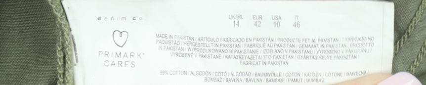 Primark Women’s Green Size 14 Chino Shorts 99% Cotton