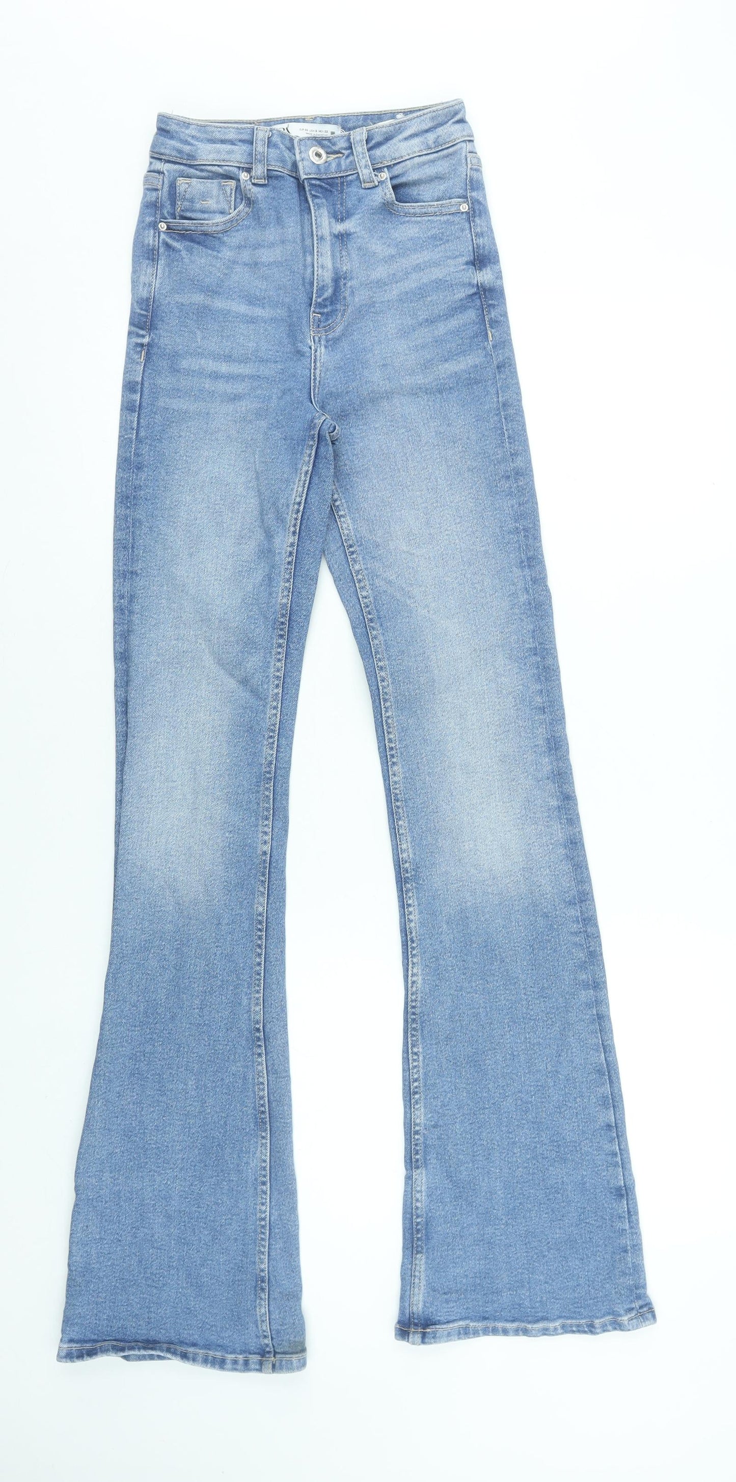 Zara Women Blue High Rise Flared Denim Jeans Size 4 Regular