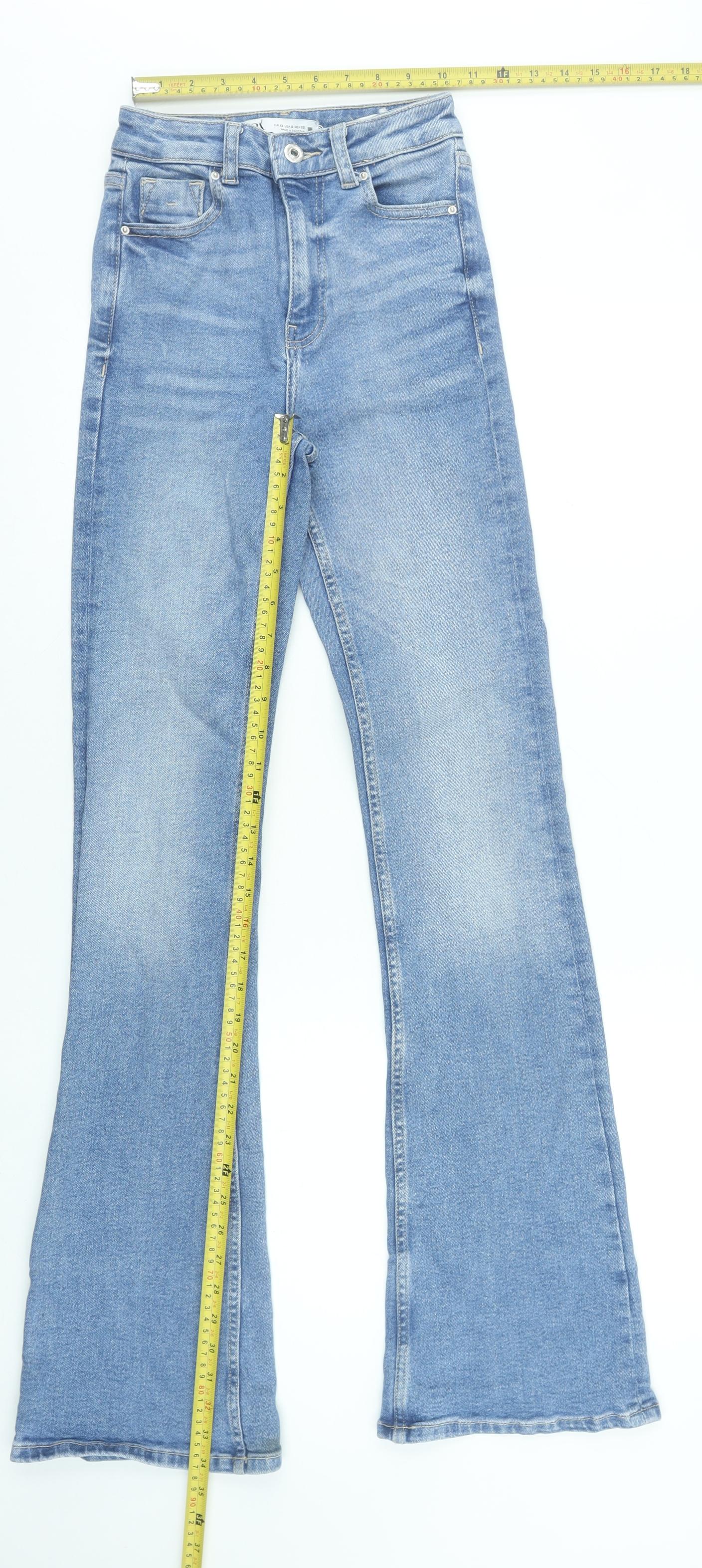 Zara Women Blue High Rise Flared Denim Jeans Size 4 Regular