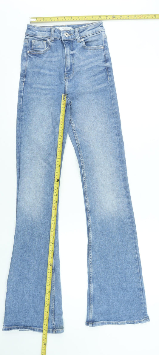 Zara Women Blue High Rise Flared Denim Jeans Size 4 Regular