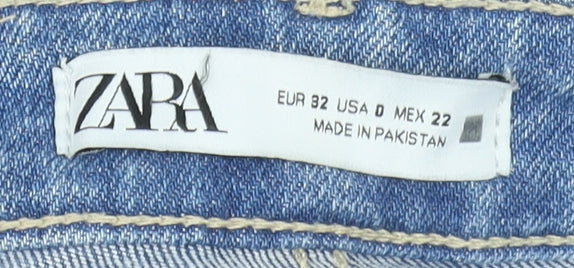 Zara Women Blue High Rise Flared Denim Jeans Size 4 Regular