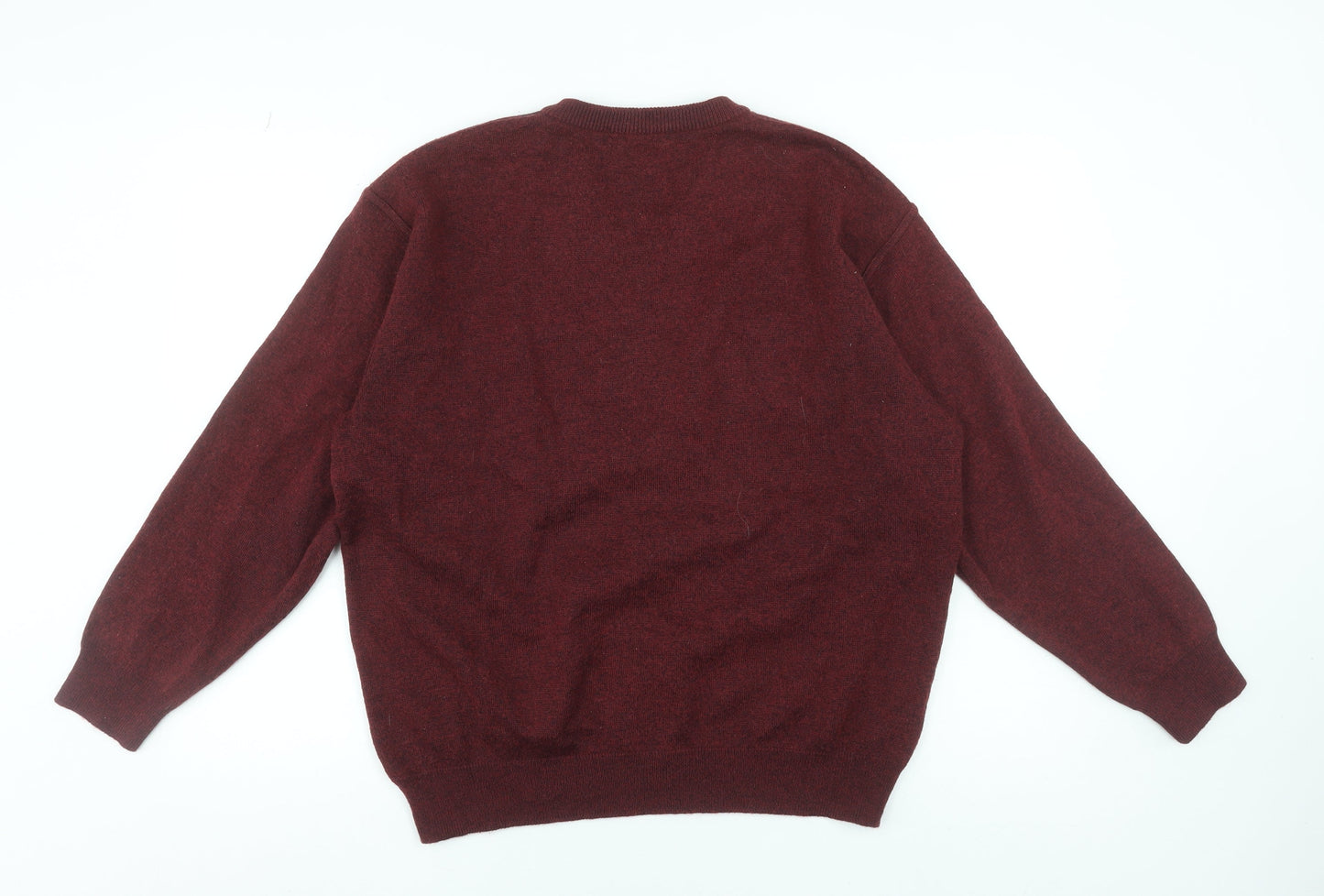 PierPoint Mens Red Check V-Neck Wool Blend Pullover Jumper XL