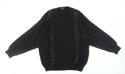 Deer Park Men's Black XL Crew Neck Acrylic Knit Jumper