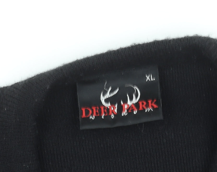 Deer Park Men's Black XL Crew Neck Acrylic Knit Jumper