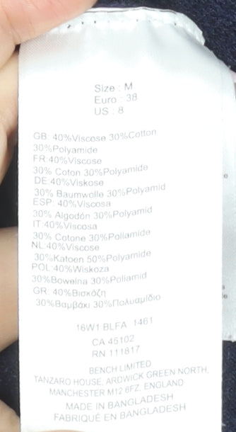 Bench Women Blue M Crew Neck Pullover Jumper Long Sleeve Knit