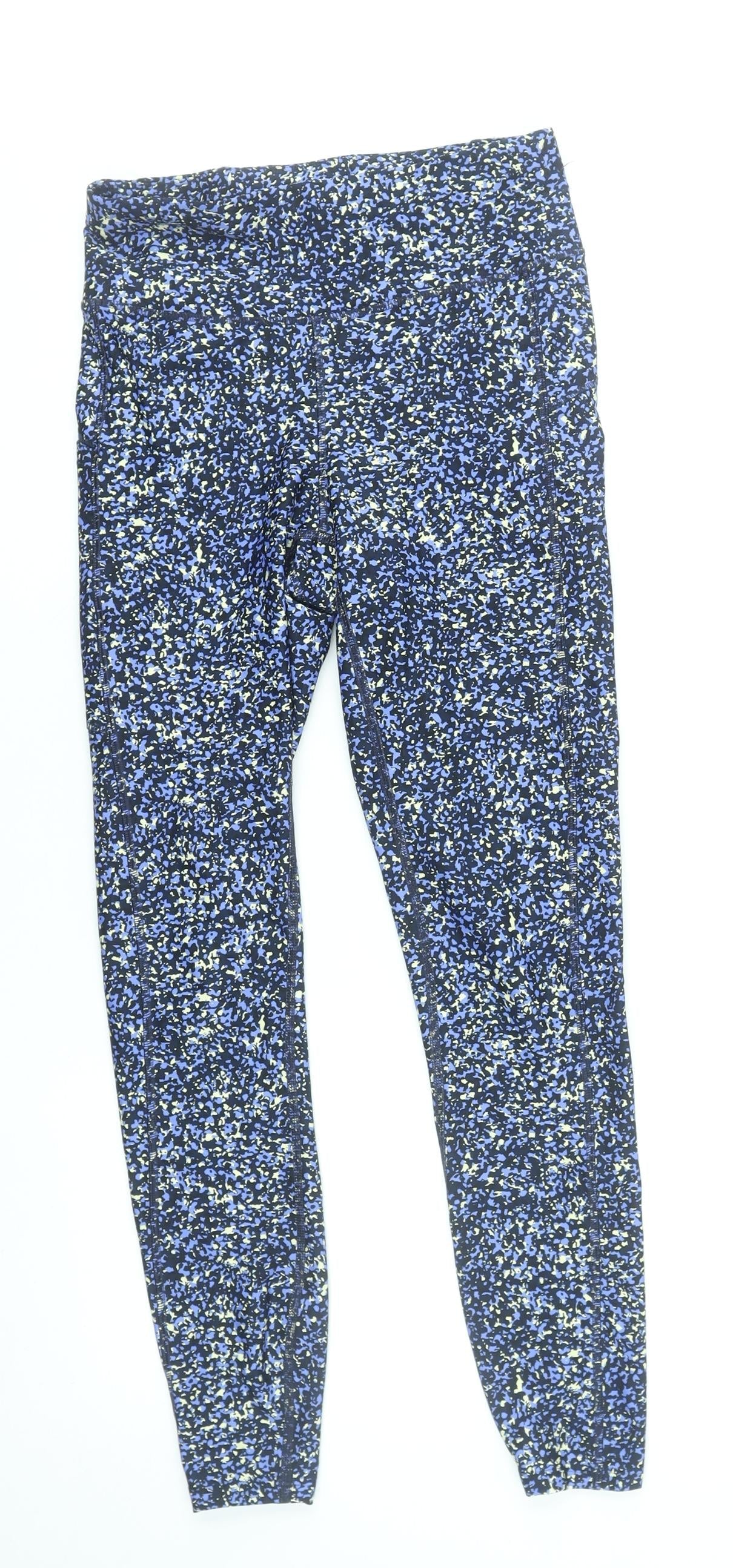 Marks and Spencer Womens Blue Patterned Leggings Size 8 Polyester Blend