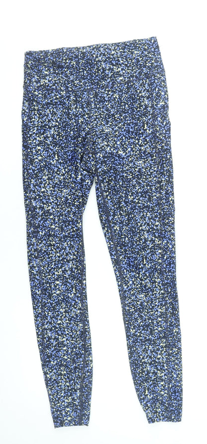 Marks and Spencer Womens Blue Patterned Leggings Size 8 Polyester Blend