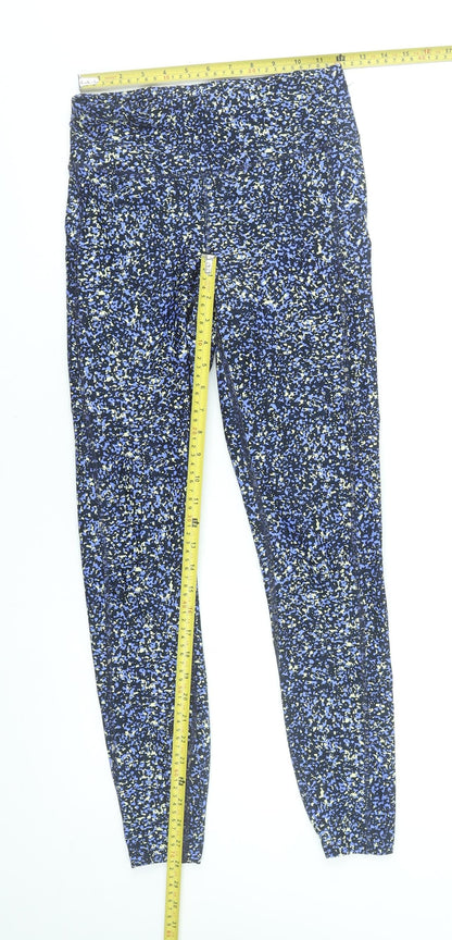 Marks and Spencer Womens Blue Patterned Leggings Size 8 Polyester Blend