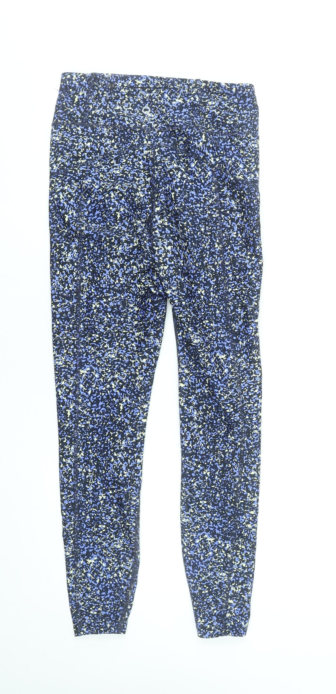 Marks and Spencer Womens Blue Patterned Leggings Size 8 Polyester Blend