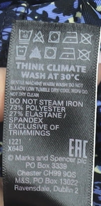 Marks and Spencer Womens Blue Patterned Leggings Size 8 Polyester Blend