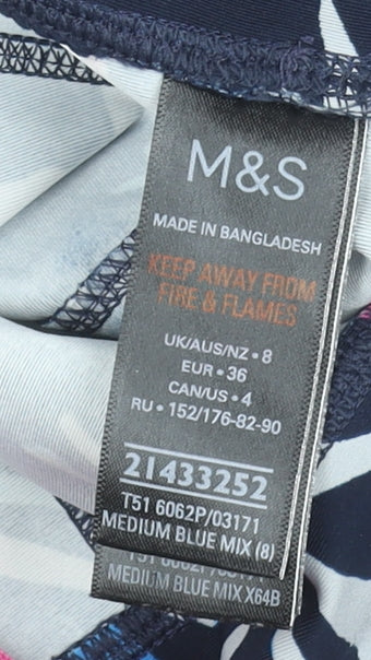 Marks and Spencer Women's Blue Abstract Print Stretch Leggings Size 8