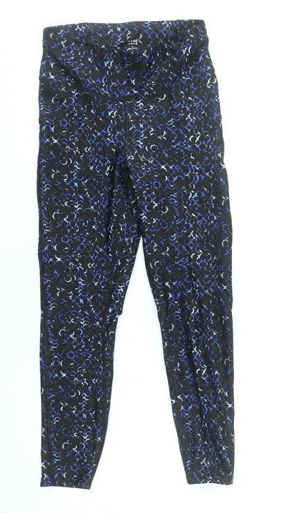 Marks and Spencer Womens Black Blue Abstract Gym Leggings Size 8