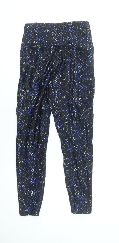 Marks and Spencer Womens Black Blue Abstract Gym Leggings Size 8