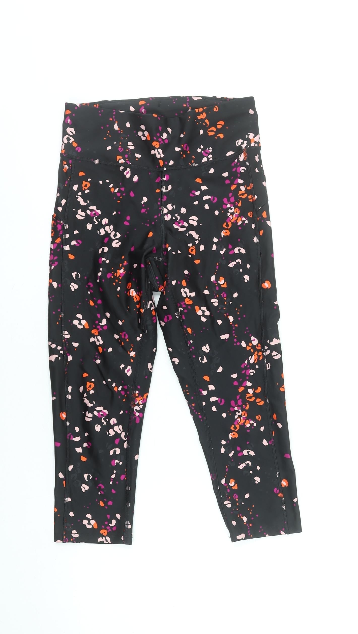 Marks and Spencer Womens Black Capri Leggings Size 8 Printed Activewear