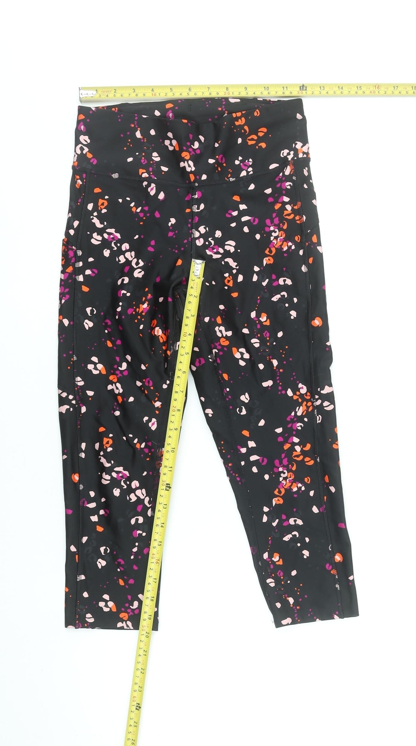 Marks and Spencer Womens Black Capri Leggings Size 8 Printed Activewear